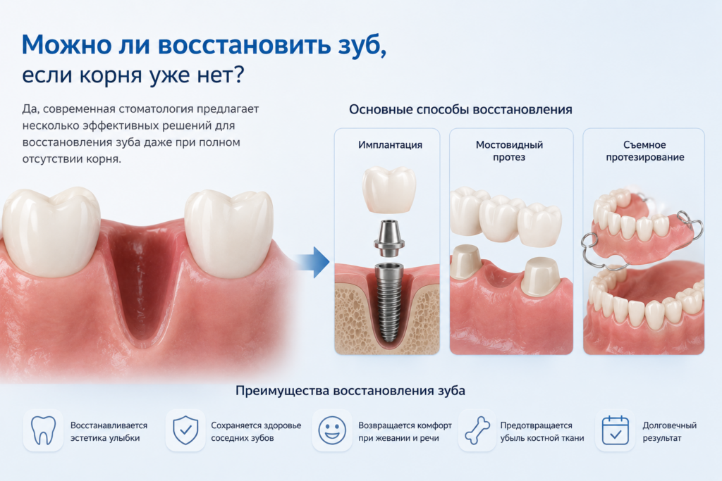 Можно ли восстановить зуб, если корня уже нет?